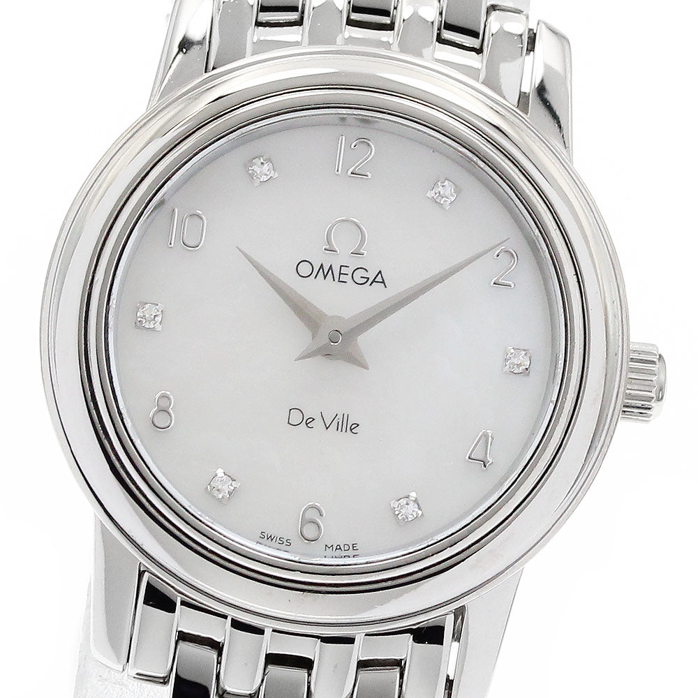 OMEGA De Ville Prestige 4570.75 6P diamond White shell Dial Quartz Ladies Watch_912030