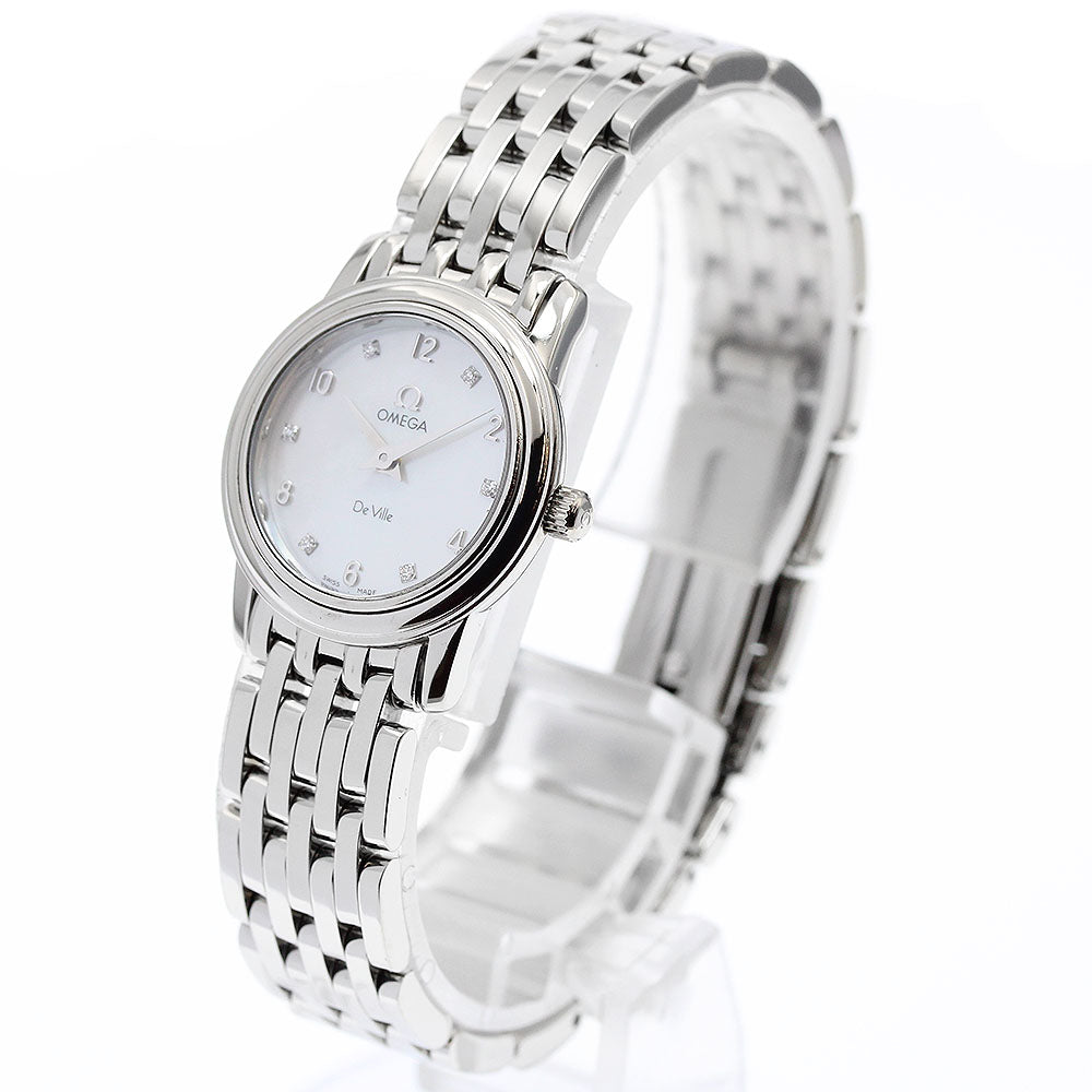 OMEGA De Ville Prestige 4570.75 6P diamond White shell Dial Quartz Ladies Watch_912030