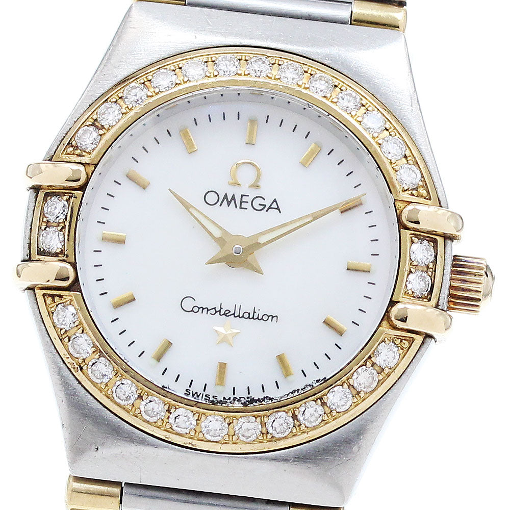 OMEGA Constellation Mini 1367.70 diamond bezel half bar White shell Dial Quartz Ladies Watch_912033