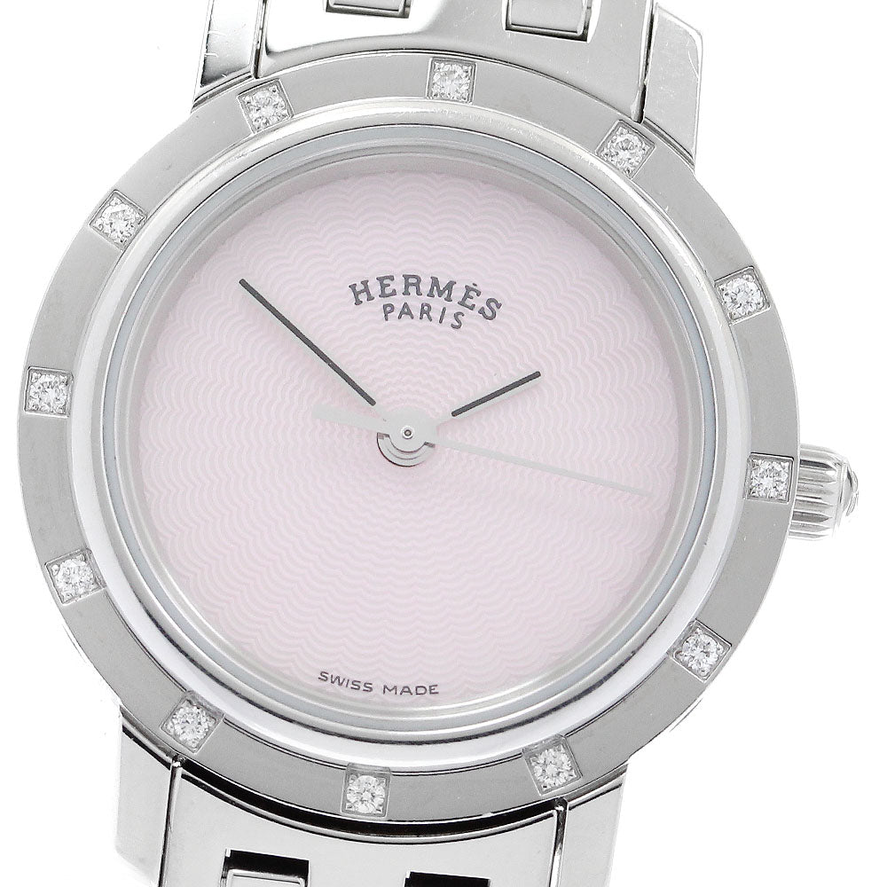 HERMES Clipper Nacre CL4.230 Bezel 12P diamond Quartz Ladies Watch_912040