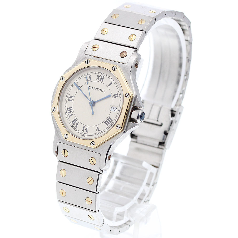 CARTIER Santos Octagon LM W2001583 Date beige Dial Quartz Men's Watch_912122