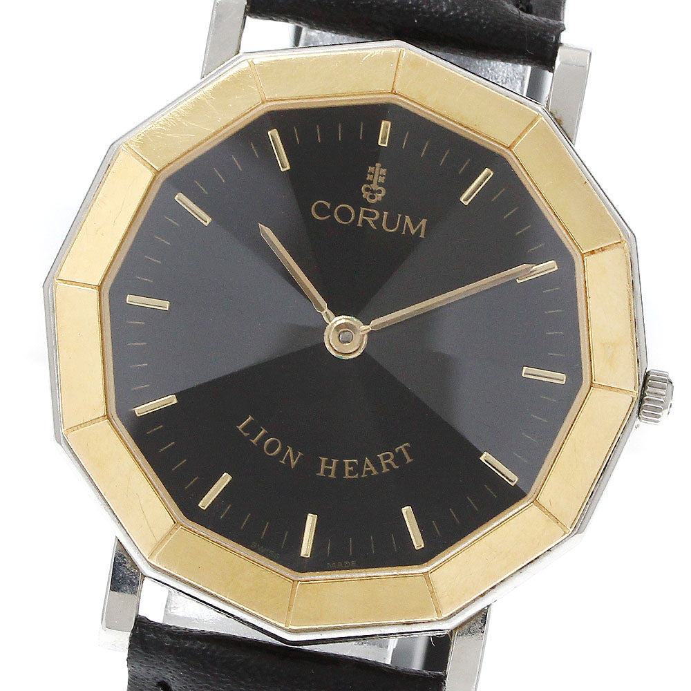 CORUM Lionheart 64.801.21 BezelYG black Dial Quartz Men's Watch_912167