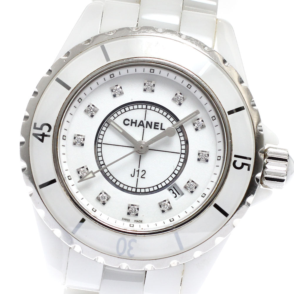 CHANEL J12 H1628 White ceramic 12P Diamond white Dial Quartz Ladies Watch_912270