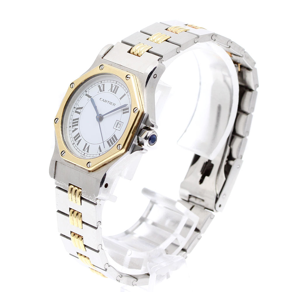 CARTIER Santos Octagon LM YG Bezel Date Gadron Bracelet Automatic Men's_912293