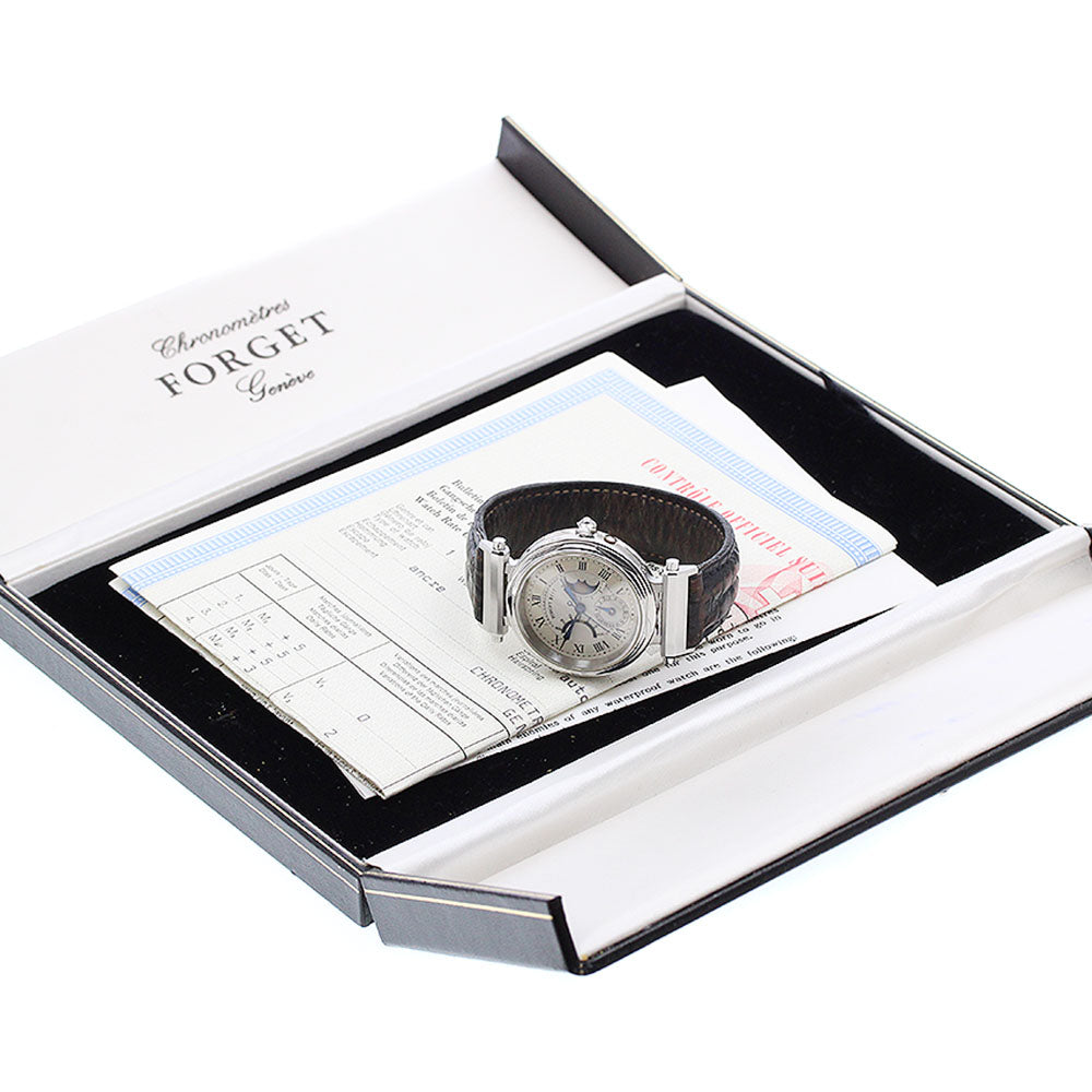 FORGET Type B B117 Day Date Moon Phase Silver Dial Automatic Men's Watch_912294