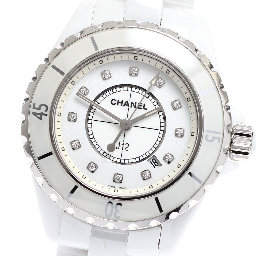 CHANEL J12 H1628 White ceramic 12P diamond white Dial Quartz Ladies Watch_912359