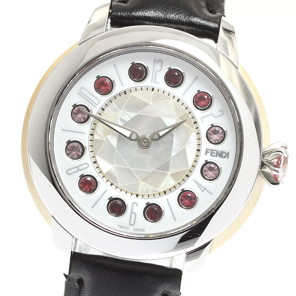 FENDI Eye shine 12100S White shell / white Dial Quartz Ladies Watch_912373