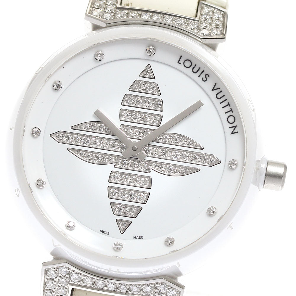 LOUIS VUITTON Tambour Forever Q13M4 10P lug diamond white Dial Quartz Ladies Watch_912475