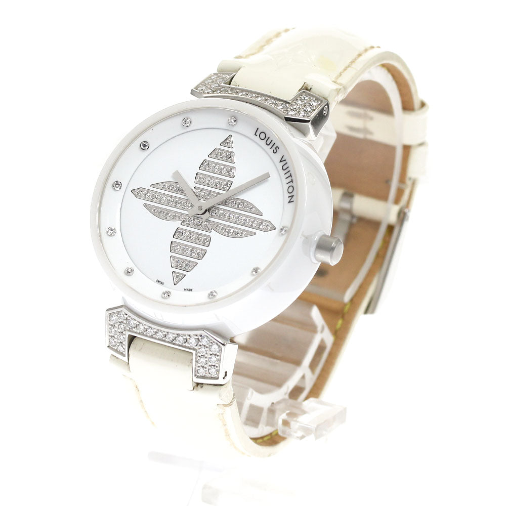 LOUIS VUITTON Tambour Forever Q13M4 10P lug diamond white Dial Quartz Ladies Watch_912475