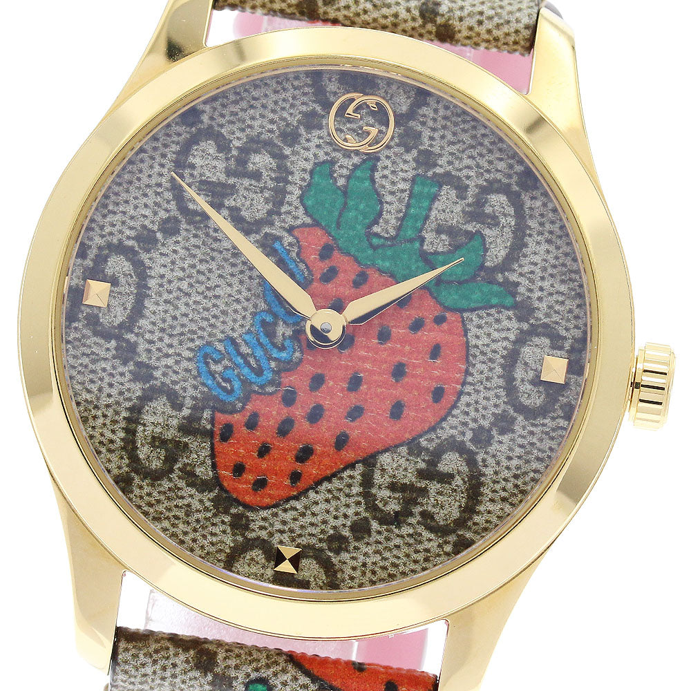 GUCCI G timeless 126.4/YA1264133 Brown / Red Dial Quartz Ladies Watch_912550