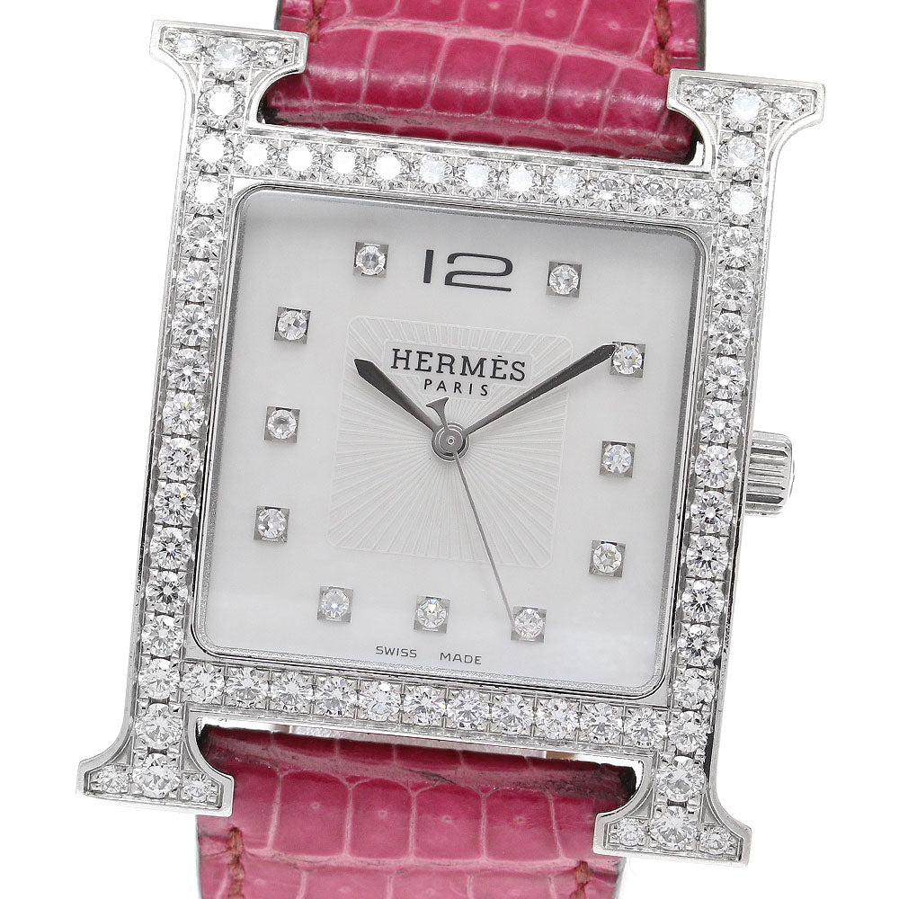 HERMES H watch HH1.830 Diamond bezel, shell dial White shell Dial Quartz Men's Watch_912551