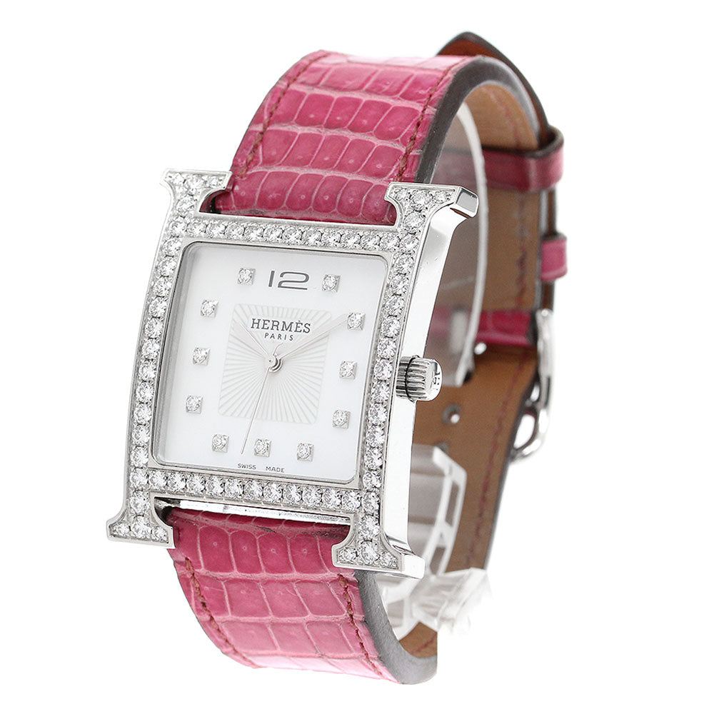 HERMES H watch HH1.830 Diamond bezel, shell dial White shell Dial Quartz Men's Watch_912551