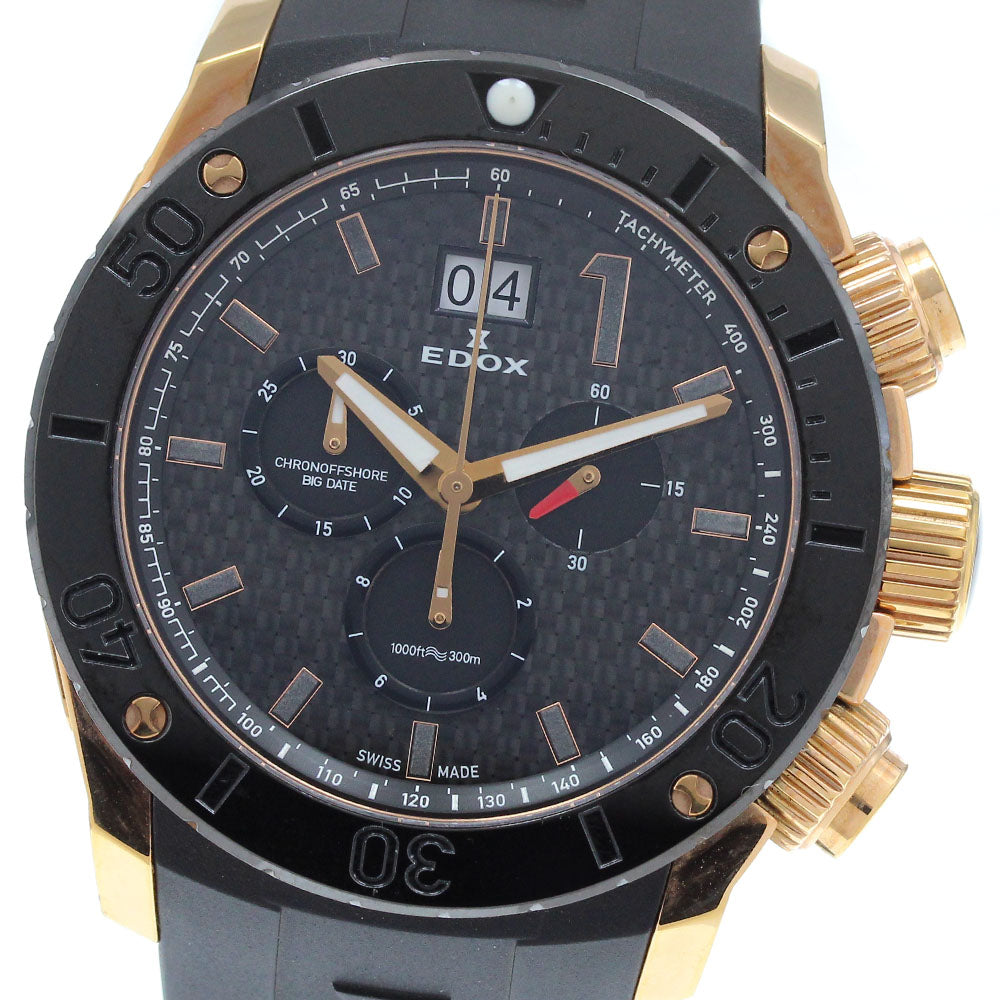 EDOX Chrono Offshore 1 10020 Chronograph Big Date black Dial Quartz Men's_912580