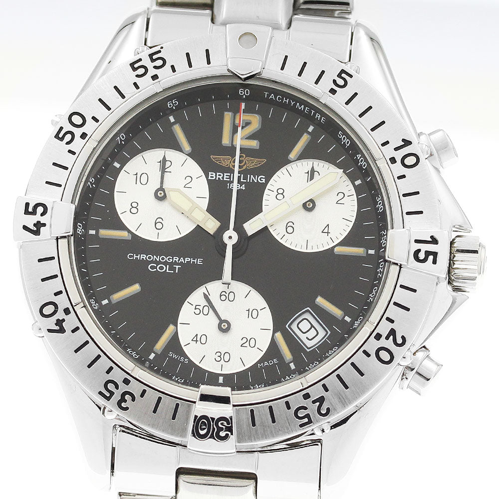 BREITLING Colt A53035 Date Chronograph Black / Silver Dial Quartz Men's_912609
