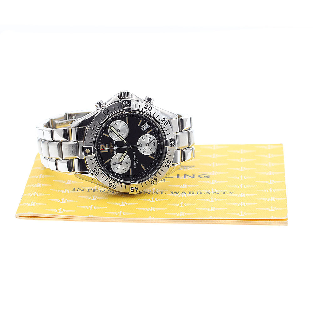 BREITLING Colt A53035 Date Chronograph Black / Silver Dial Quartz Men's_912609