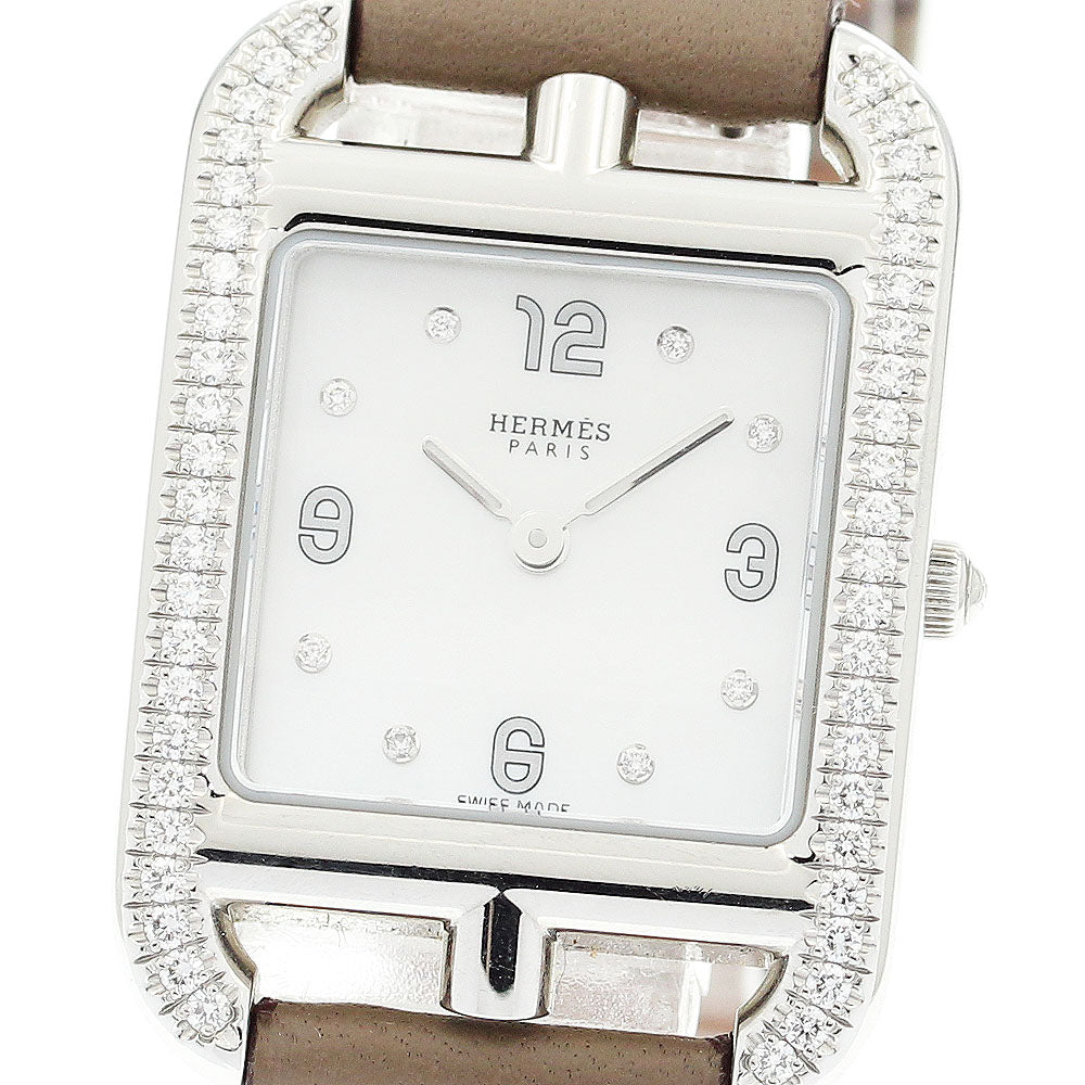 HERMES Cape Cod CC1.232 8P diamond bezel White shell Dial Quartz Ladies Watch_912750