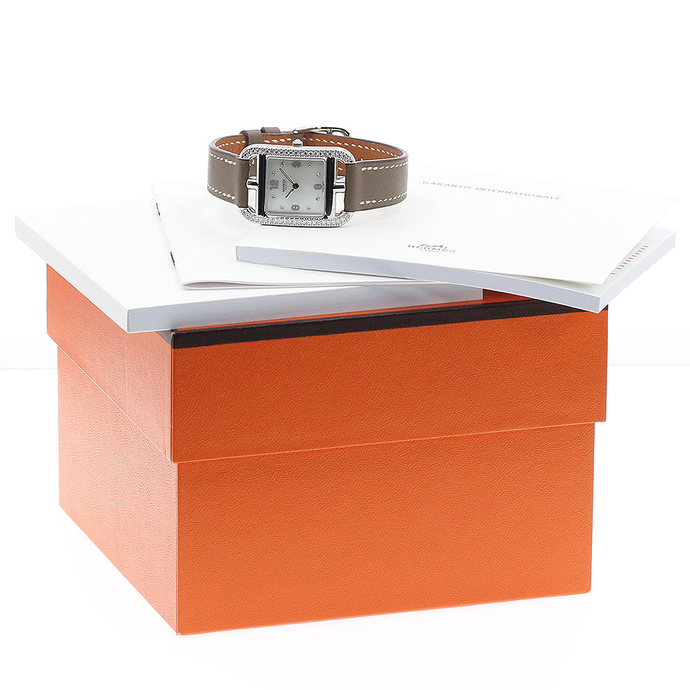 HERMES Cape Cod CC1.232 8P diamond bezel White shell Dial Quartz Ladies Watch_912750