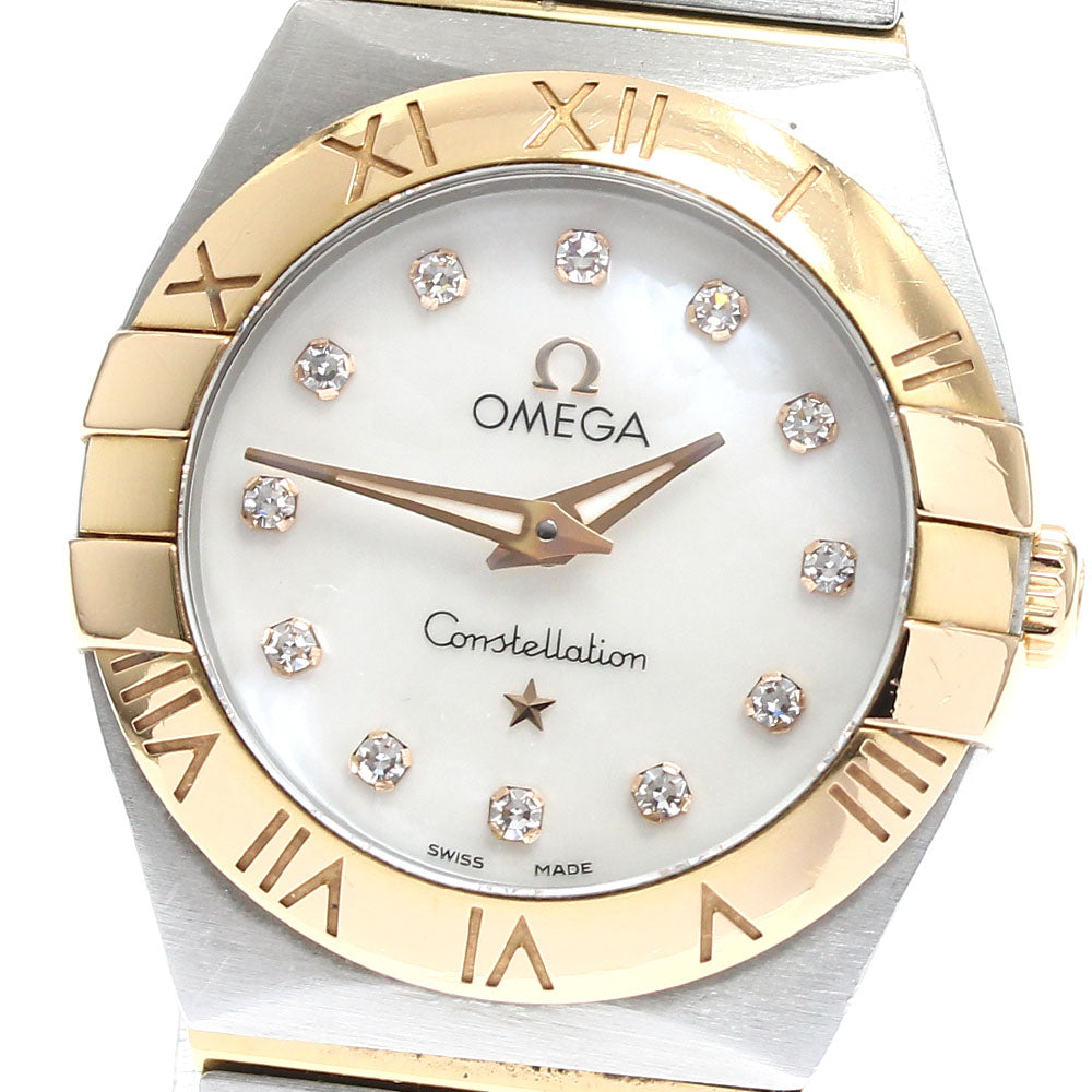 OMEGA Constellation 123.20.24.60.55.001 12P diamond RG bezel White shell Dial Quartz Ladies Watch_912756