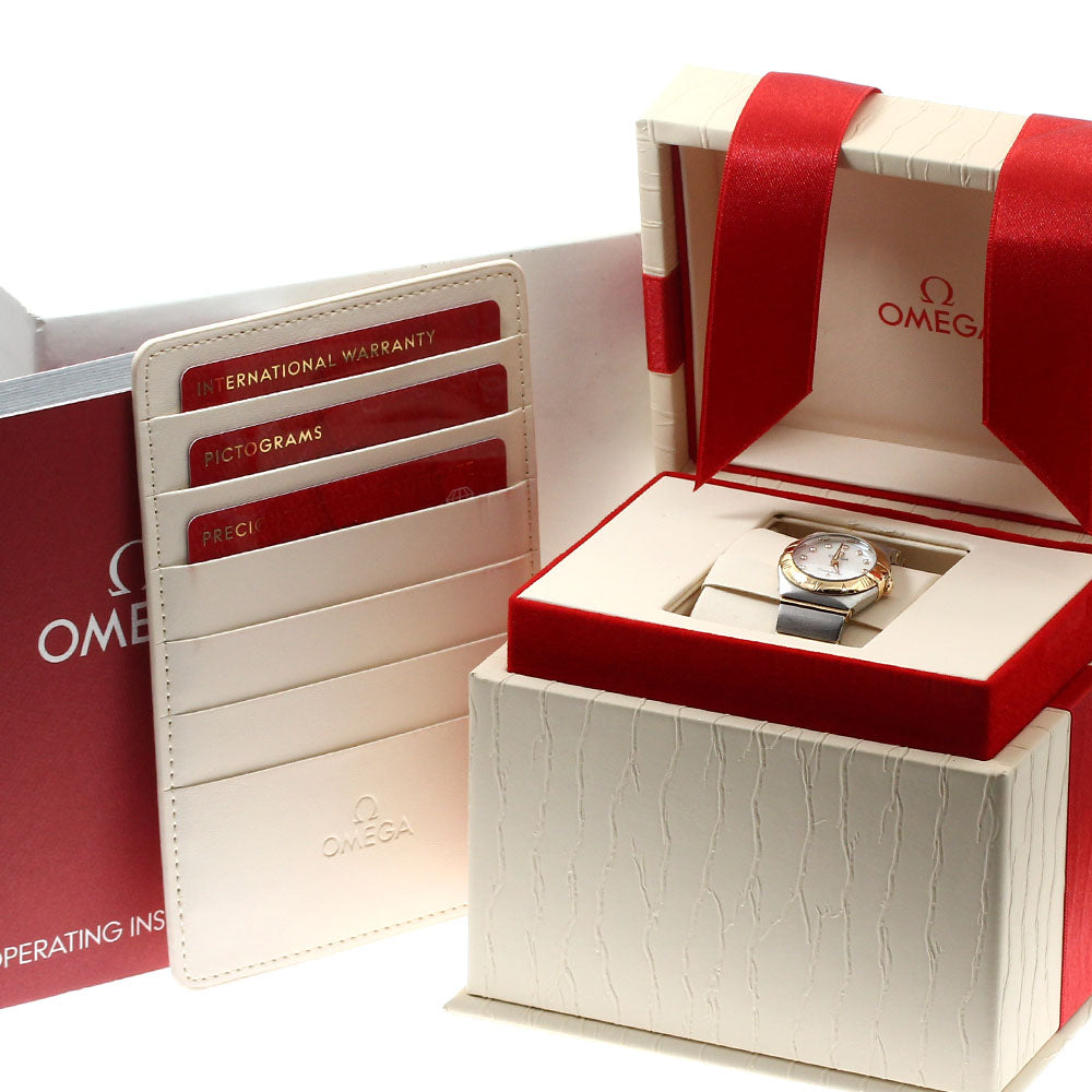 OMEGA Constellation 123.20.24.60.55.001 12P diamond RG bezel White shell Dial Quartz Ladies Watch_912756