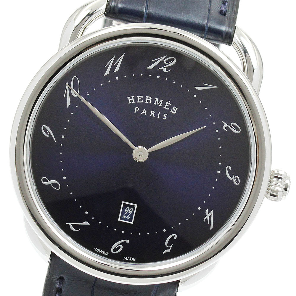 HERMES Arceau GM AR7Q.810 Date Navy Dial Quartz Men's Watch_913234
