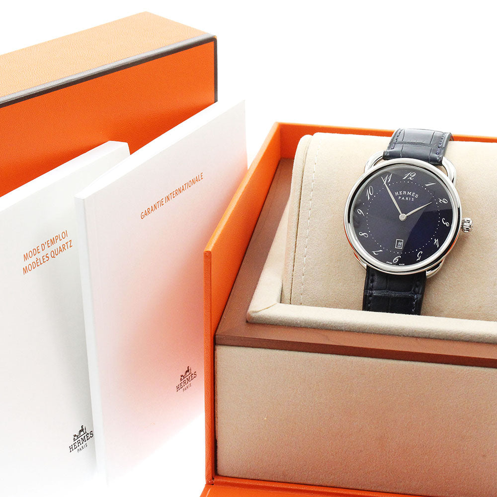 HERMES Arceau GM AR7Q.810 Date Navy Dial Quartz Men's Watch_913234