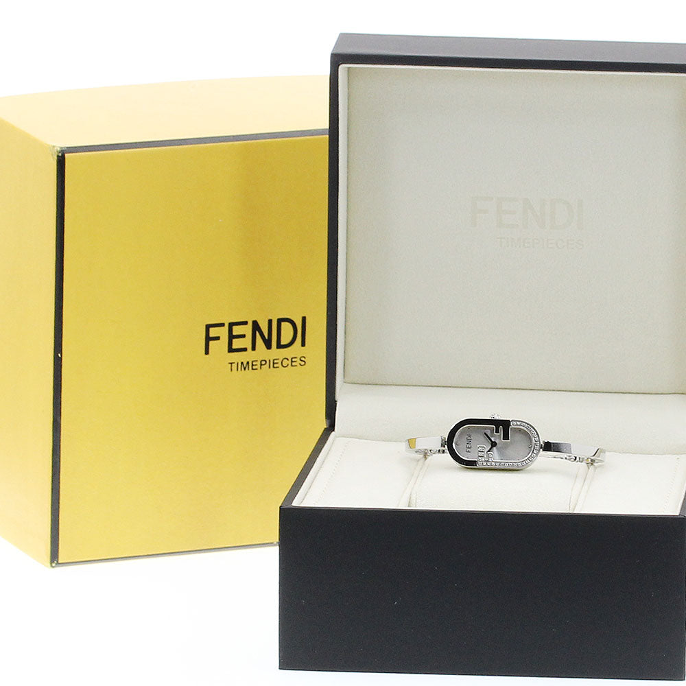 FENDI Orlock Vertical Diamond Bezel Silver Dial Quartz Ladies Watch_913264