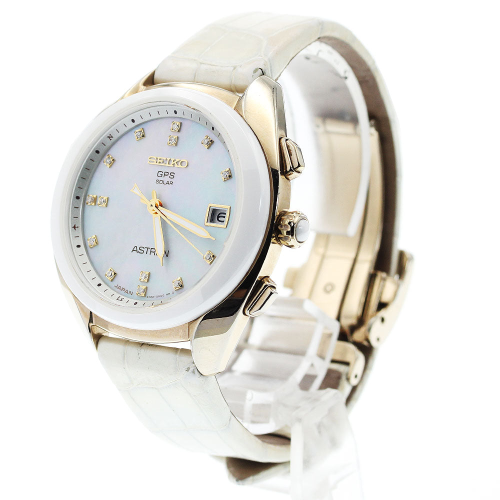 SEIKO Astron STXD002/3X22-0AA0 14P diamond GPS White shell Dial Solar Powered Radio Ladies Watch_913280