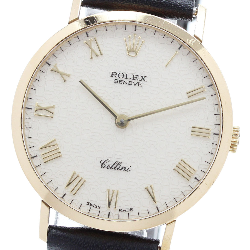 ROLEX Cellini 4112 18K Yellow Gold beige Dial Hand Winding Men's Watch_913290