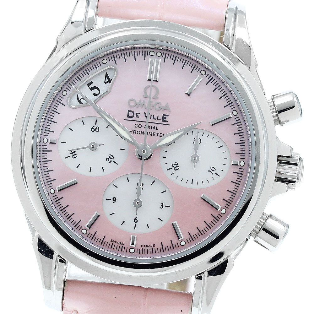 OMEGA De Ville 4878.74.34 Co-Axial Chronograph ピンクシェル/ホワイトシェル Dial Automatic Ladies Watch_913466