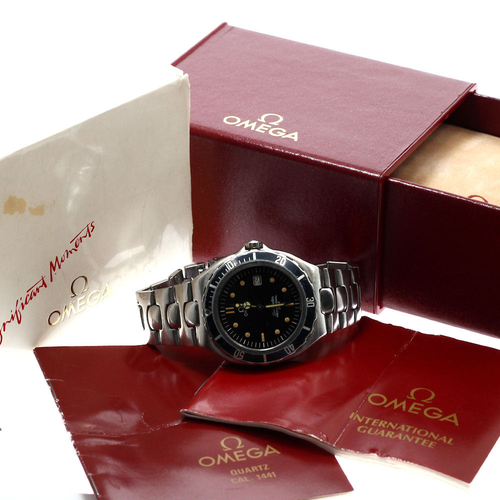 OMEGA Seamaster200m Large size black Dial Quartz Men's Watch_913605