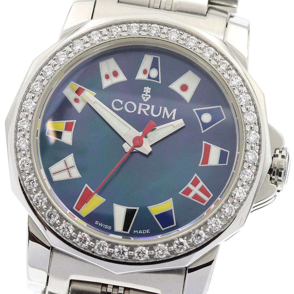 CORUM Admirals cup 039.440.47 Diamond Bezel Blue shell Dial Quartz Ladies Watch_913631