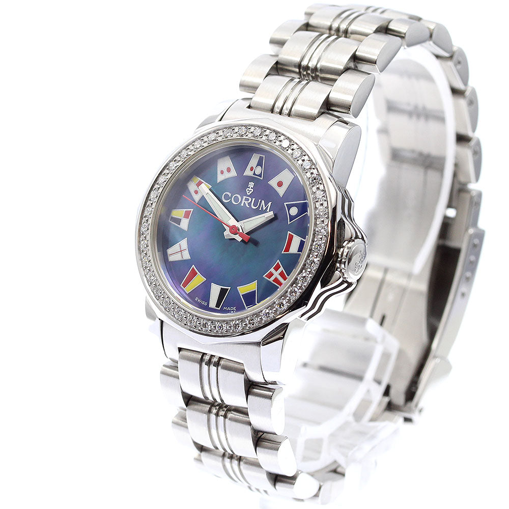 CORUM Admirals cup 039.440.47 Diamond Bezel Blue shell Dial Quartz Ladies Watch_913631