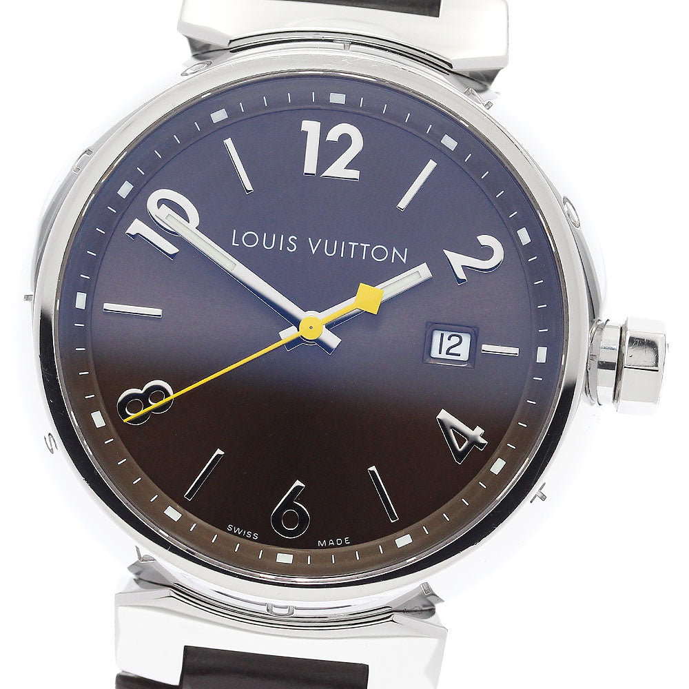 LOUIS VUITTON Tambour Q1111 Date Brown Dial Quartz Men's Watch_913649