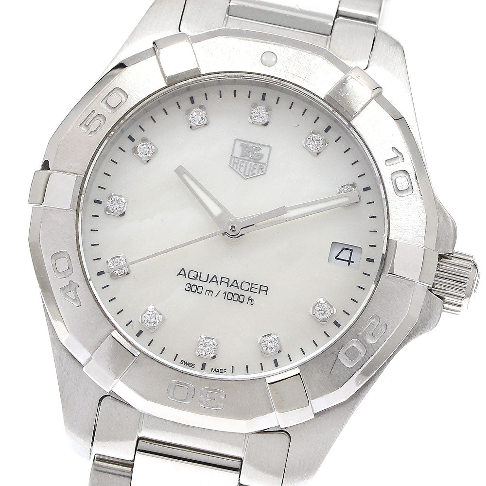 TAG HEUER Aqua racer WAY1313.BA0915 11P diamond White shell Dial Quartz Ladies Watch_913680