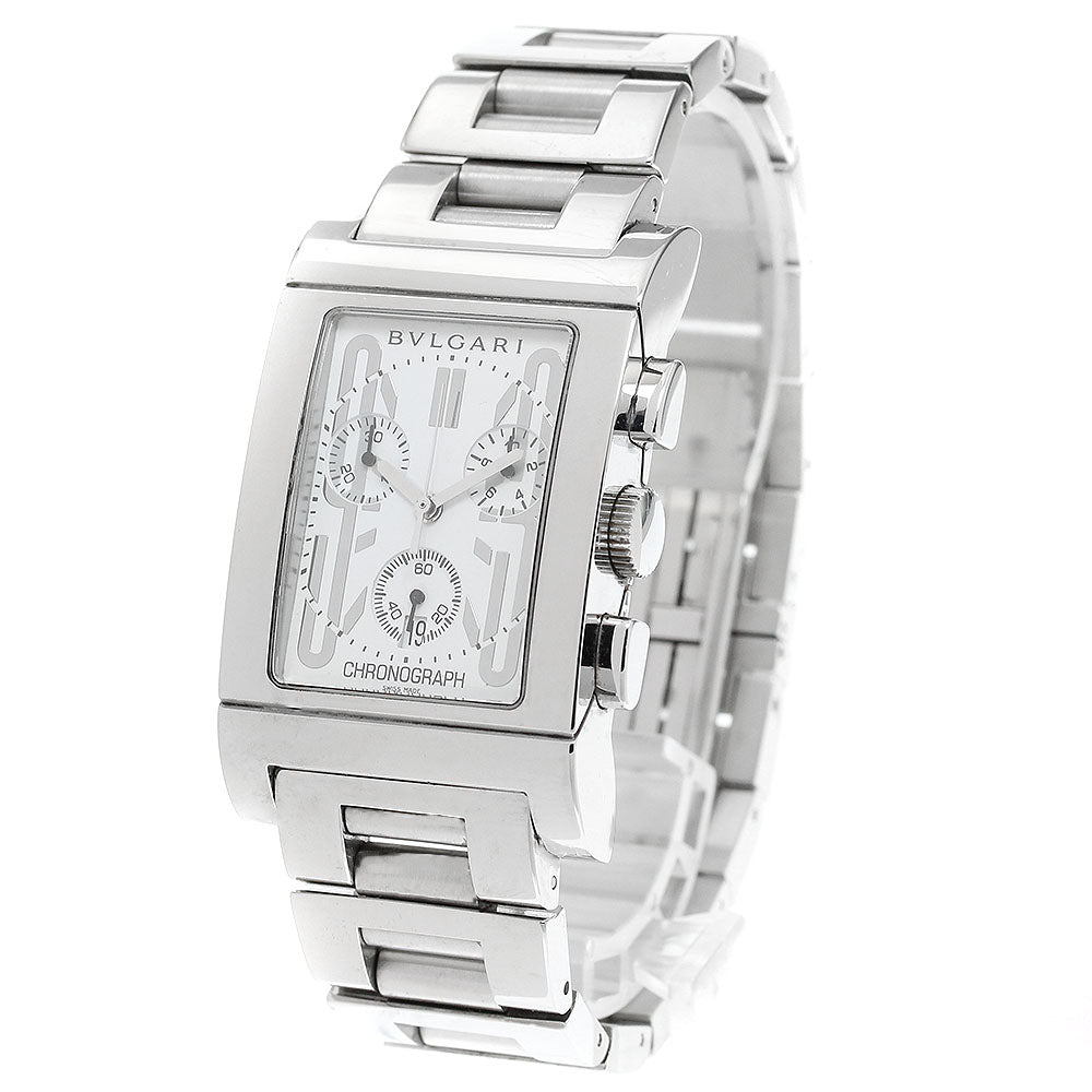 BVLGARI Rettangolo RTC49S Date Chronograph white Dial Quartz Men's Watch_913687