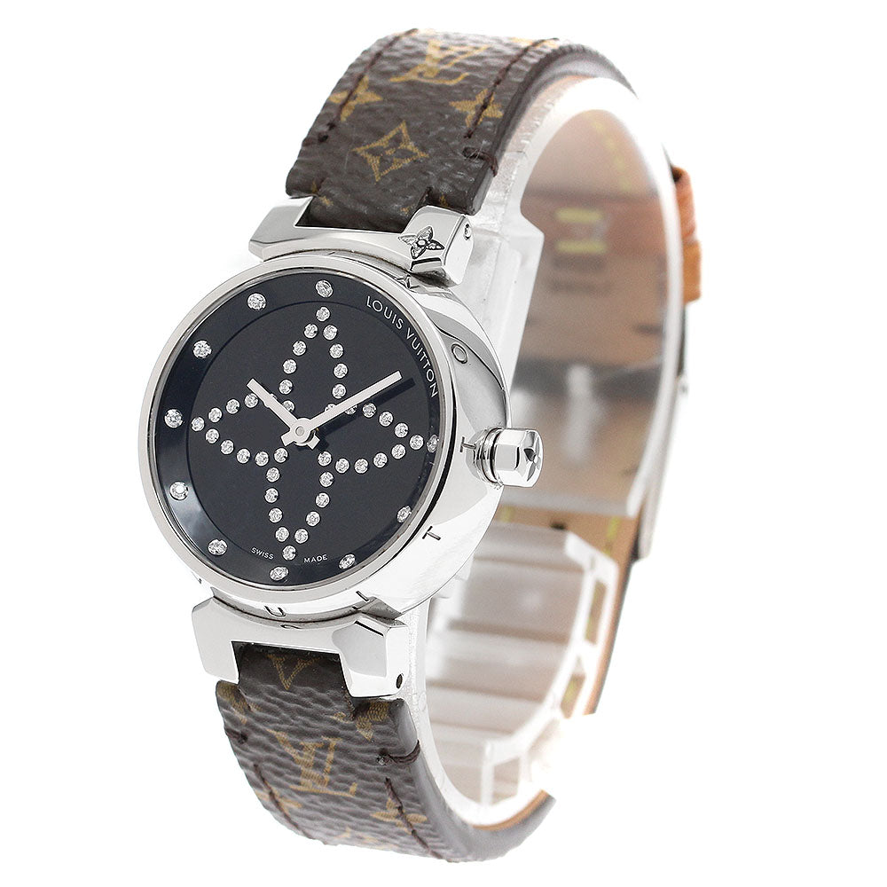 LOUIS VUITTON Tambour Q12M5 diamond black Dial Quartz Ladies Watch_913706