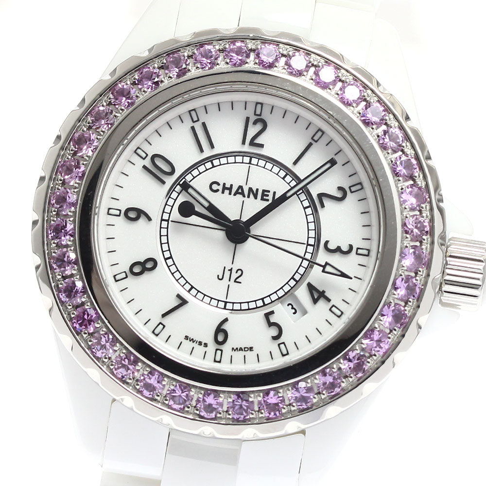 CHANEL J12 H1181 Pink sapphire bezel, date white Dial Quartz Ladies Watch_913762