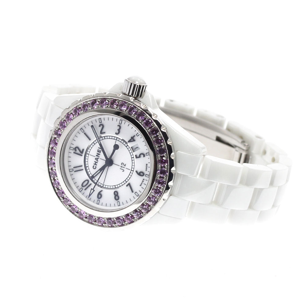CHANEL J12 H1181 Pink sapphire bezel, date white Dial Quartz Ladies Watch_913762