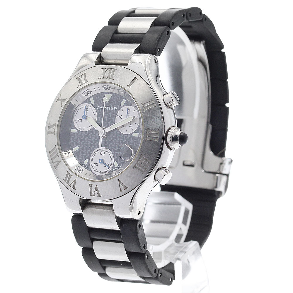 CARTIER CHRONOSCAPH W10125U2 Date Black / Silver Dial Quartz Men's Watch_913789