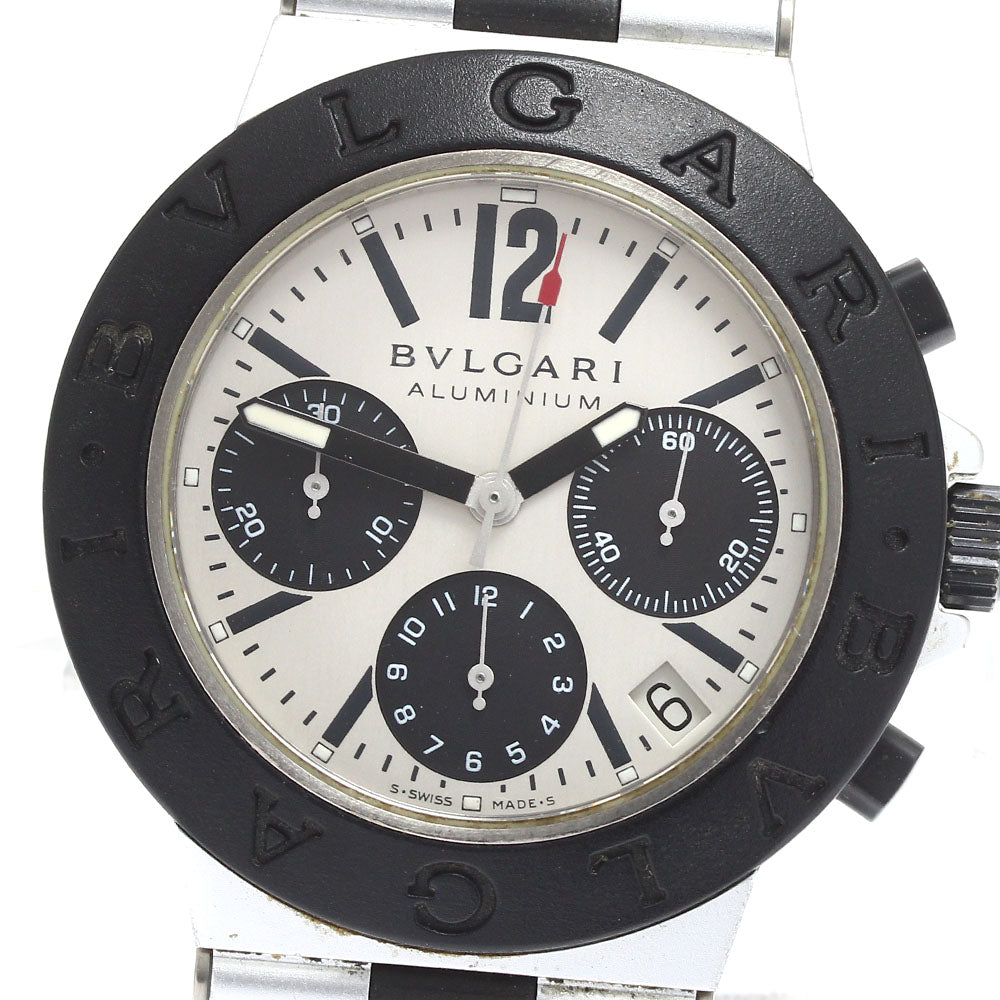 BVLGARI aluminum AC38TA Date Chronograph Silver / Black Dial Automatic Men's Watch_913801