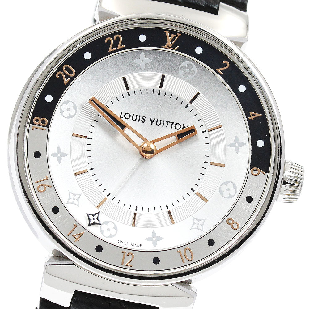 LOUIS VUITTON Tambour Moon Dual Time QA105 Silver Dial Quartz Men's Watch_913838