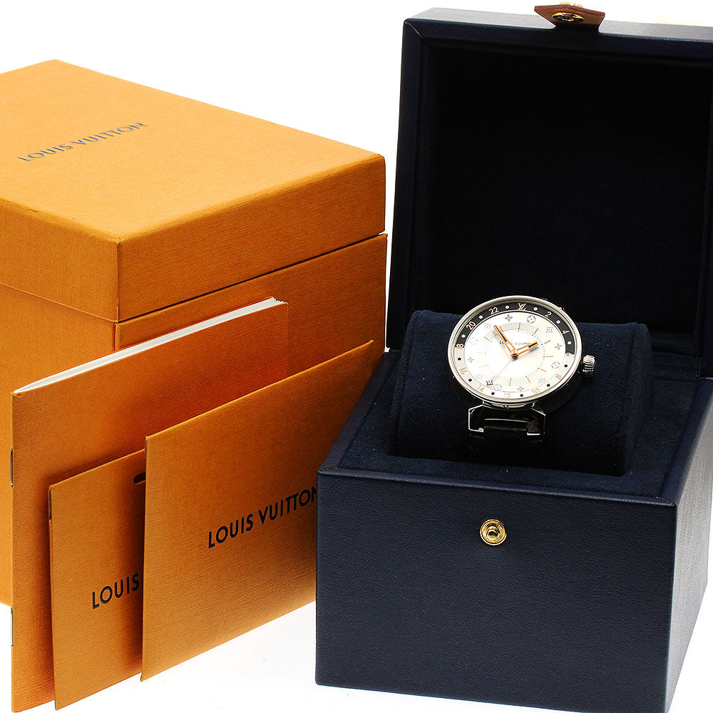 LOUIS VUITTON Tambour Moon Dual Time QA105 Silver Dial Quartz Men's Watch_913838
