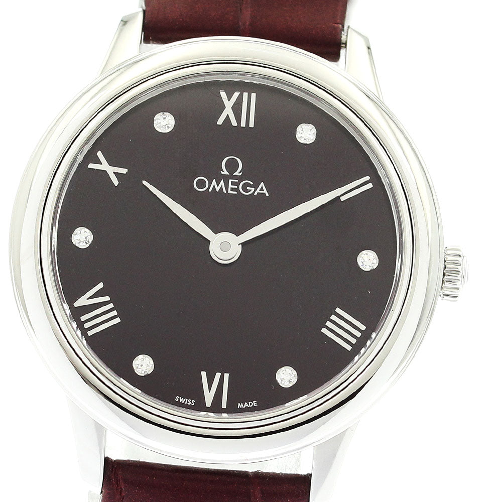 OMEGA De Ville Prestige 434.13.28.60.61.001 6P diamond purple Dial Quartz Ladies Watch_913917