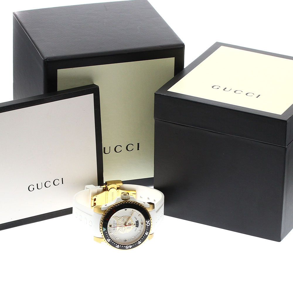 GUCCI Dive 136.3/YA136322 Date Mystic Cat white Dial Quartz Men's Watch_913920