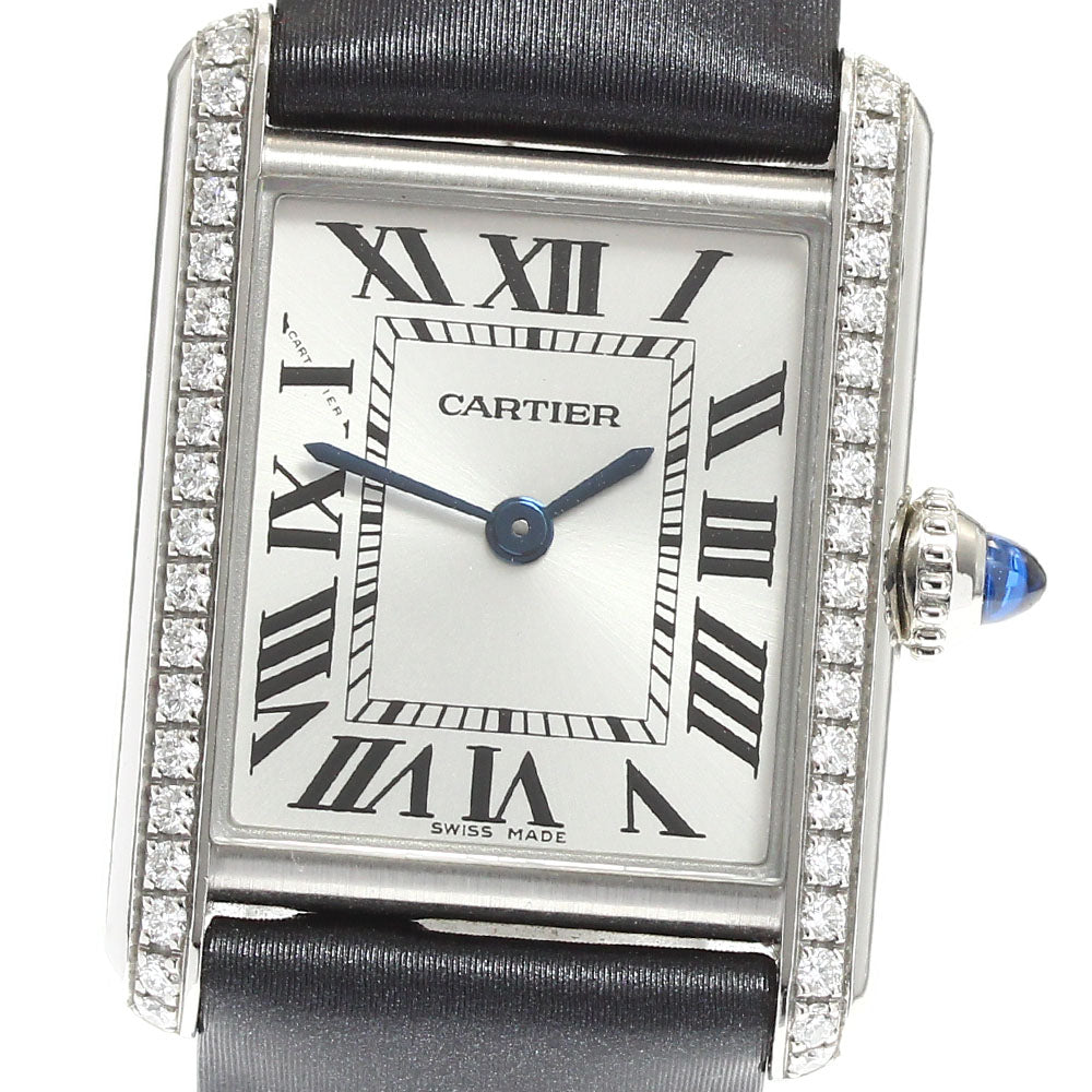 CARTIER tank mast SM W4TA0016 Diamond Bezel Silver Dial Quartz Ladies_913932