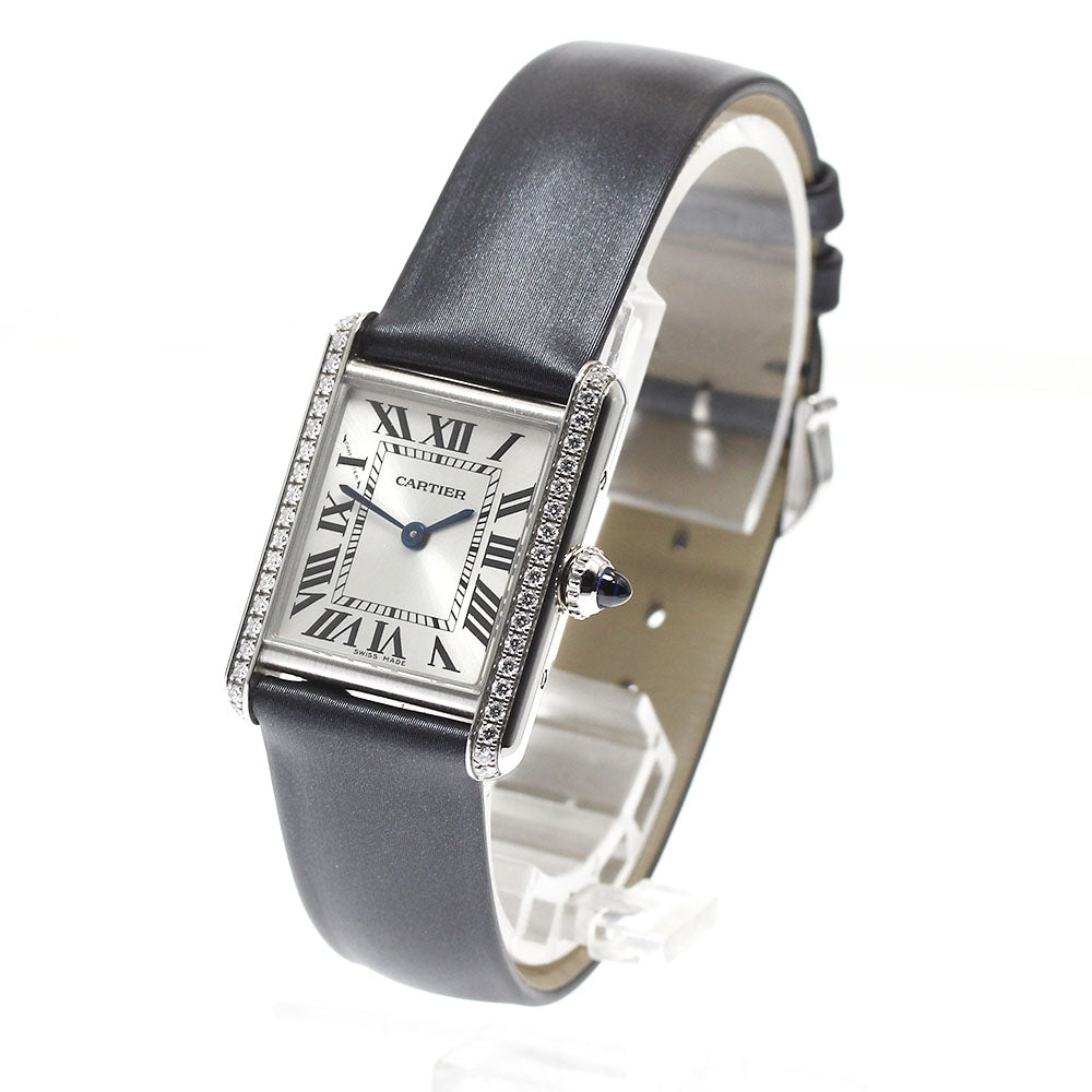 CARTIER tank mast SM W4TA0016 Diamond Bezel Silver Dial Quartz Ladies_913932