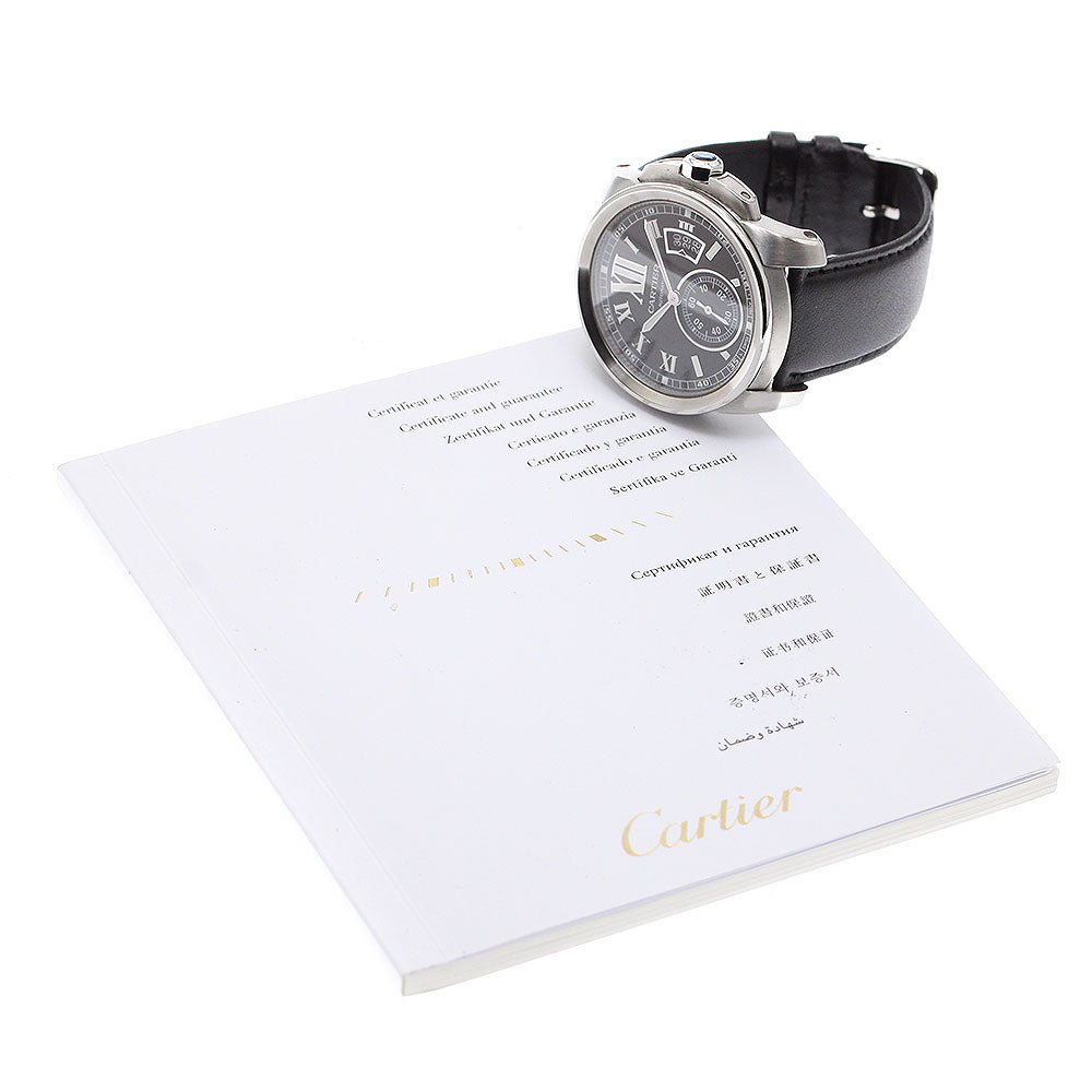 CARTIER Calibre de Cartier W7100041 Date Black Dial Automatic Men's Watch_913946