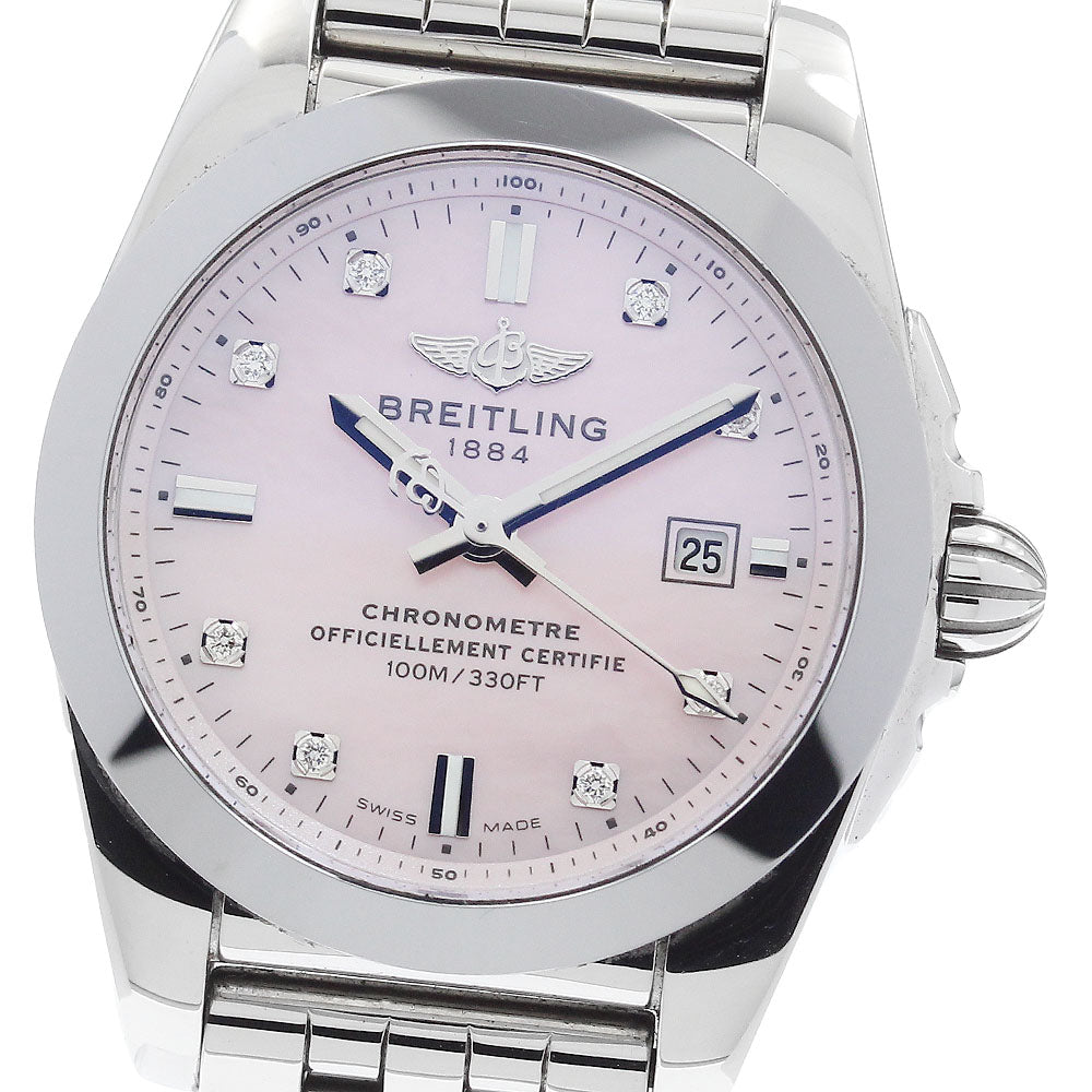 BREITLING Galactic 29 Sleek W72348 8P diamond Pink shell Dial Quartz Ladies Watch_914214