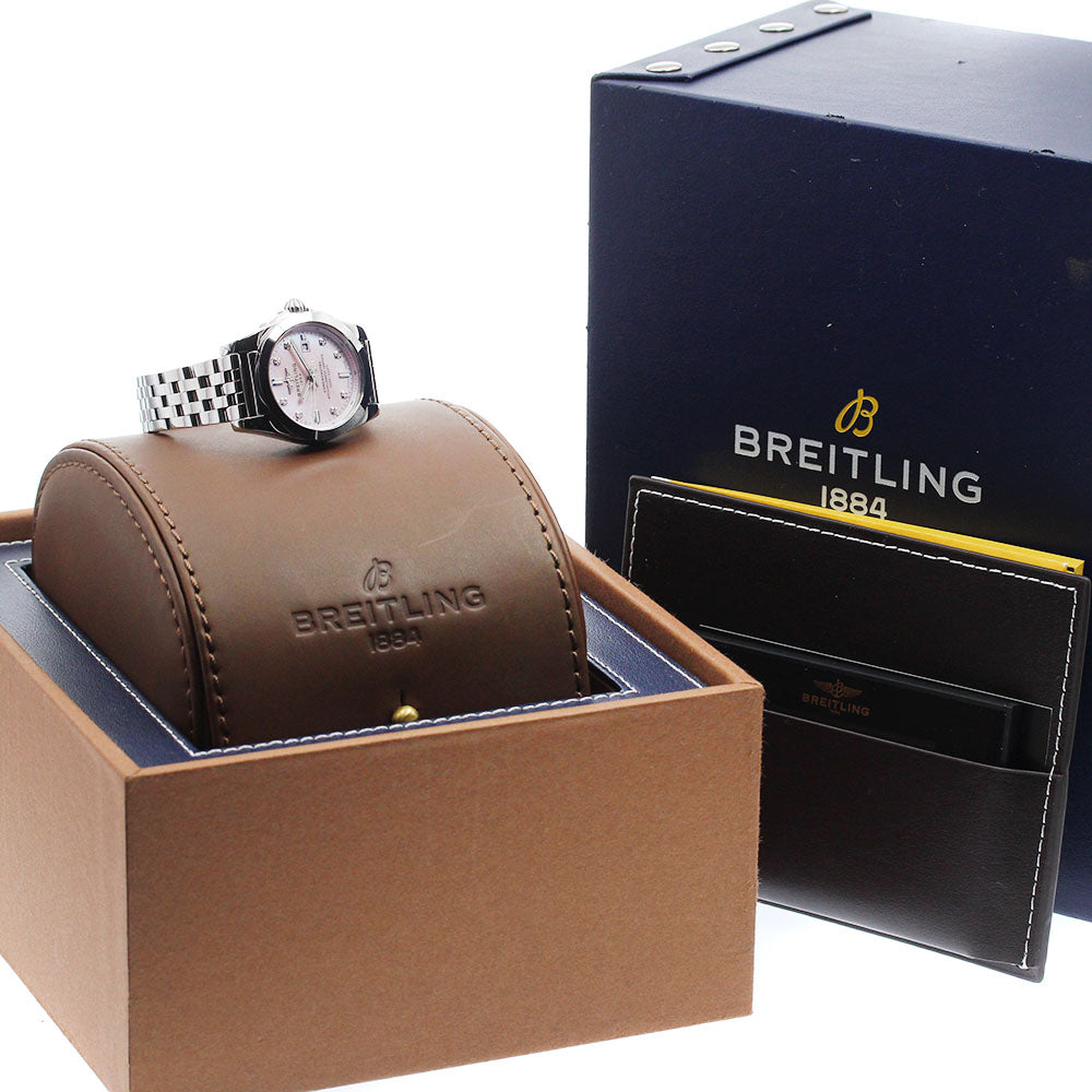BREITLING Galactic 29 Sleek W72348 8P diamond Pink shell Dial Quartz Ladies Watch_914214