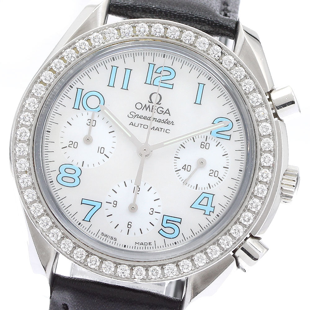 OMEGA Speedmaster 3835.71.33 White shell dial chronograph diamond bezel White shell Dial Automatic Ladies Watch_914280